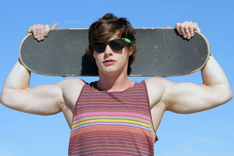 Newest skateboard frat boy Clay Anker jerks his big dick
