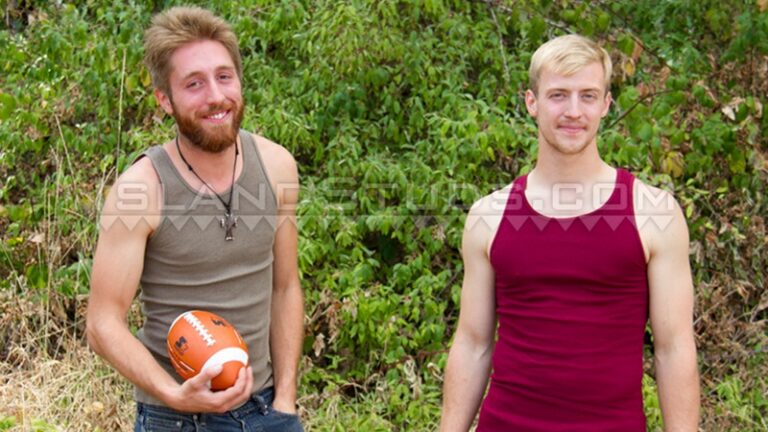 Chuck and Chris talk as they play naked football together