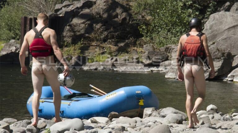 Island Studs roommates Chris Pryce and Chuck go nude white water rafting in Oregon